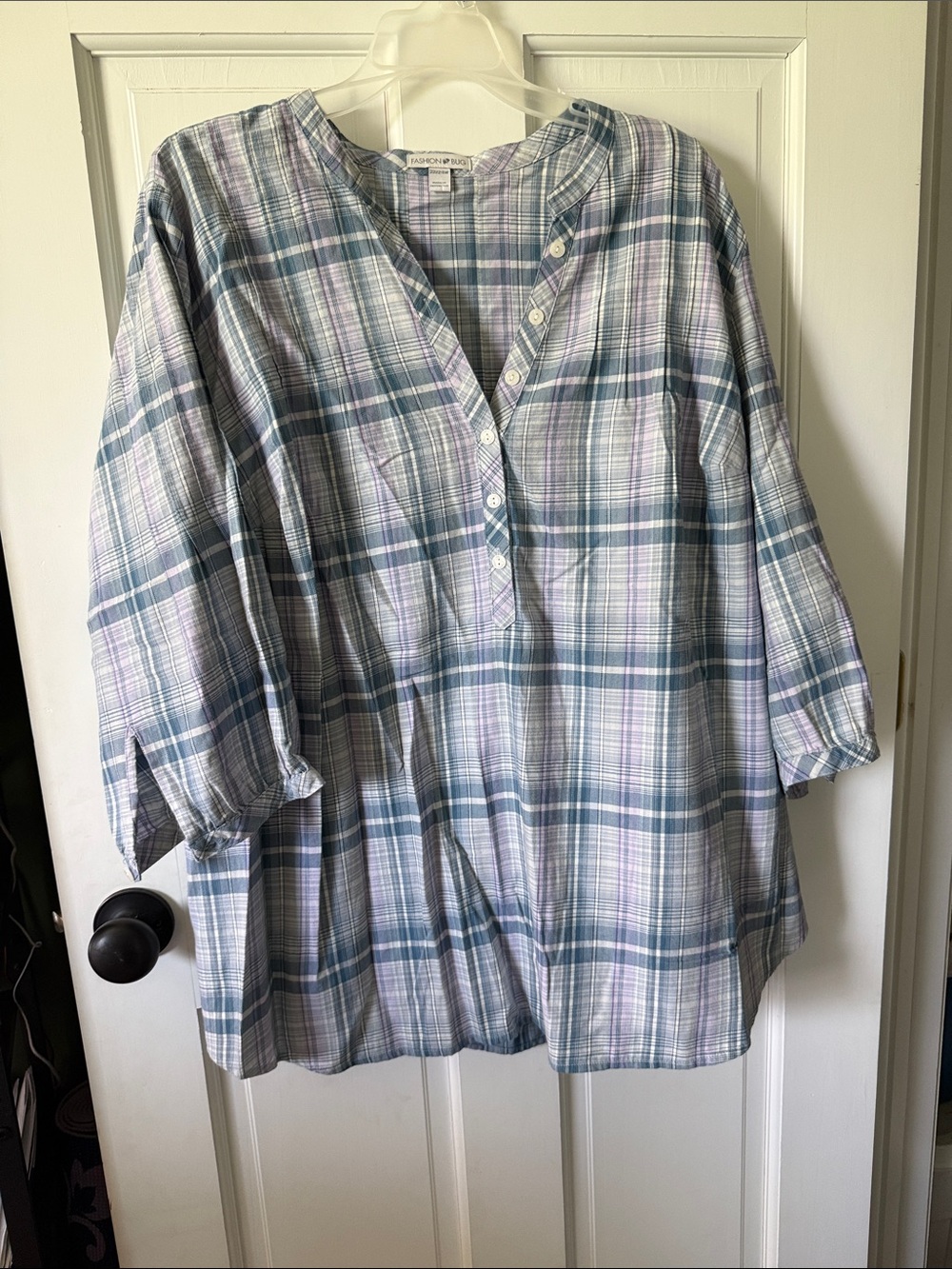 Fashion Bug Plaid Tunic Top in Blue, Green, Purple